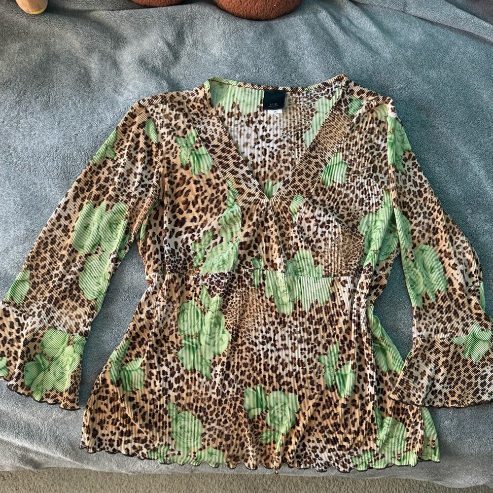 Y2k leopard print 3x women’s blouse